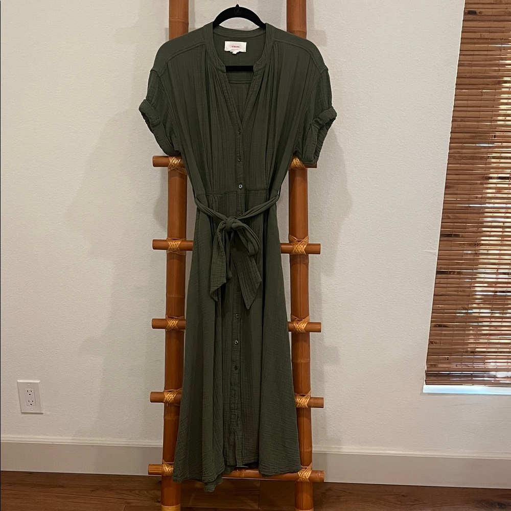 XiRENA Caylin Olive Green Button-Up Midi Dress